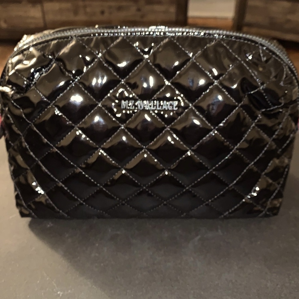 MZ Wallace Mica Quilted Nylon Cosmetics Case in Black Lacquar
